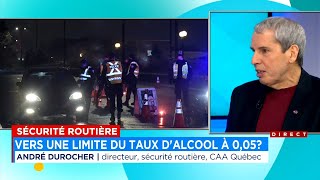 Sécurité routière vers une limite du taux dalcool à 005  entrevue [upl. by Ylehsa]