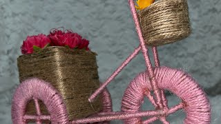 LET’S MAKE TRICYCLE SHOWPIECE FOR HOME DECOR  Attractive showpiecehow to make jute tricycle [upl. by Jephthah183]