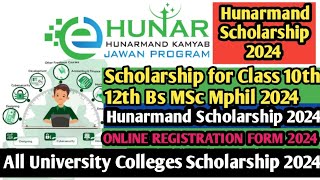 eHunar  Hunarmand Pakistan Scholarship How to Apply online Form Scholarship 2024 scholarship [upl. by Botsford]