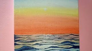 ocean sunset  acrylic painting aesthetic  tutorial [upl. by Voss]