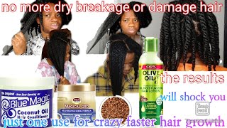 4 longer thicker hair growth results how 2 use blue magic hair grease flaxseed ors hair moisturizer [upl. by Elirpa]