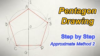 How to Draw an Pentagon with an Unscaled Ruler and Compass  Step by Step Approximate Method 2 [upl. by Nydnarb495]