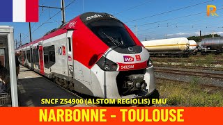 Cab Ride Narbonne  Toulouse Bordeaux–Sète Railway France train drivers view in 4K [upl. by Wachter]