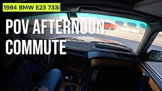 1984 BMW e23 733i POV Drive  Late Afternoon Rush Hour in DFW Across I30 Bridge [upl. by Ijar]