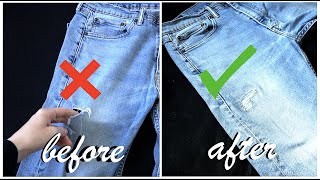 FIX Holes in Jeans in 5 Minutes or Less  Repair Ripped and Torn Jeans  Darn Jeans Leg Area [upl. by Asenab]