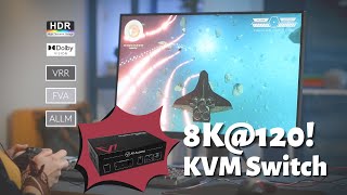 The 8K HDMI 21 KVM Switch for Xbox PS5 Gaming Setup 8KSW21KVM [upl. by Hanshaw]