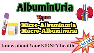 What is AlbuminuriaTypes Albuminuria testmicroalbuminuriaMacroalbuminuriaCauses of Albuminuria [upl. by Adile840]