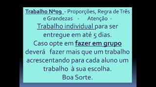 Nº09Trabalho Individual Regra de três Proporção e Grandezas GDP e GIPProfGeremias [upl. by Orvah916]