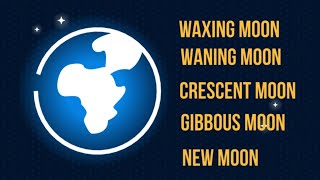 Moon VocabularyWaxing MoonWaning MoonCrescent and Gibbous MoonNew Moon [upl. by Nired]