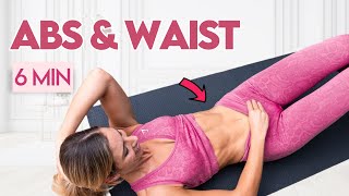 TIGHT ABS amp WAIST  6 min Reformer Style Pilates No Equipment [upl. by Nerine]