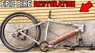 EPIC BIKE RESTORATION Transforming A Trash Bike Into A Overlord Mountain Bike [upl. by Pardew]