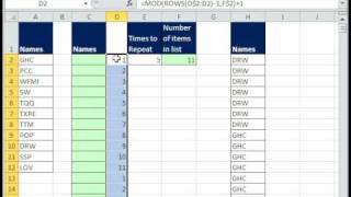 Excel Magic Trick 493 Repeat a List of Names 7 times [upl. by Ailey76]