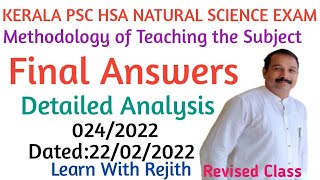 HSA NATURAL SCIENCE 22022022 EXAM  CORRECT ANSWERS  Methodology of Teaching Revised Class [upl. by Thomasa755]