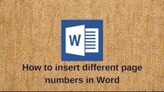 How to insert different page numbers in Word [upl. by Reuven644]