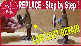 How to Replace a Water Shut Off Valve Under Sink  Water Leaking from Supply Valve [upl. by Airdnat]