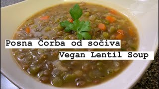 Posna corba od sociva Brzo i lako  Vegan Lentil soup [upl. by Marienthal990]