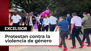 Hombres protestan contra la violencia de género usando tacones rojos [upl. by Haletta]