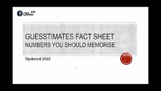 Guesstimate factsheet  What numbers to remember for solving guesstimates [upl. by Attenol]