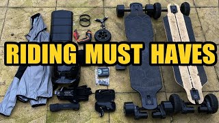 10 Must Have Eskate Accessories  Electric skateboard gear [upl. by Odlonra]