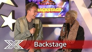 The X Factor Backstage with TalkTalk  Roman Kemp catches up with Gifty Louise [upl. by Aihtnyc]