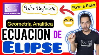 ✅ECUACIÓN de la ELIPSE CENTRO en ORIGEN 𝙈𝙪𝙮 𝙁á𝙘𝙞𝙡 𝙮 𝙨𝙞𝙢𝙥𝙡𝙚 😎​🫵​💯​ Geometría Analítica [upl. by Ullman560]