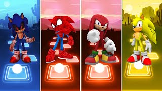 Spider Man Sonic 🆚 Super Sonic 🆚 Sonic Exe 🆚 Knuckles Exe Sonic  Sonic Tiles Hop EDM Rush [upl. by Anilosi]