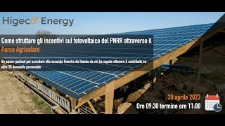 Come sfruttare gli incentivi sul fotovoltaico del PNRR attraverso il Parco Agrisolare [upl. by Asile]