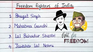 Names Of 20 Great Indian Freedom Fighters  Freedom Fighters Of India  Independence Day15 August [upl. by Pogue]