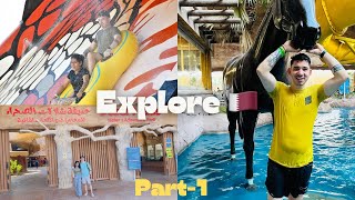 Hilton Salwa Beach amp Resort🇶🇦 Tour of five star Hotel amp Water Park 🏊🏄  Part 1 pujishlife [upl. by Jabe]