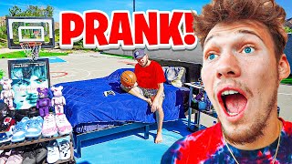 Moving ROOMATES Entire Room ONTO BASKETBALL COURT PRANK [upl. by Guilbert]