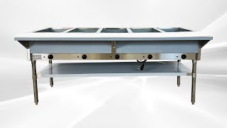 ServIt EST5WE Five Pan Open Well Electric Steam Table with Undershelf  120V or 220V 2000W NH 5 [upl. by Arnelle]