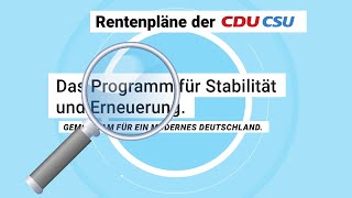 Rentenpläne der CDU  Wahlprogramm 2021 Bundestagswahl2021 [upl. by Mcgraw]