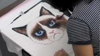 Grumpy Cat  A tshirt painting by Suzie [upl. by Dahl]