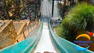 Silver River Flume OnRide POV 4K  PortAventura World [upl. by Ellennahs]