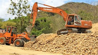 Excavator Wheel Loader Dump Trucks Working On The Dirt Depot [upl. by Acebber]