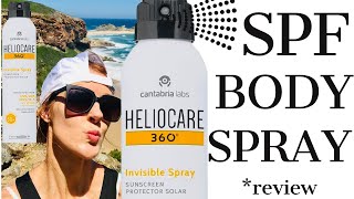 Best Body Sunscreen Spray  Heliocare 360 Invisible Spray SPF50 Review [upl. by Sybila]