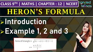 Class 9th Maths  Heron’s Formula Introduction  Example 1 2 amp 3  Chapter  12  NCERT [upl. by Sardella255]