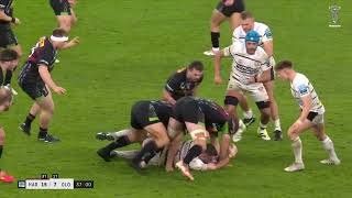 Andre Esterhuizen produces monster tackle on Ruan Ackermann against Gloucester at Big Game 15 [upl. by Anelrahc701]