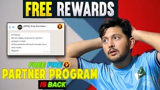 FREE FIRE PARTNER PROGRAM FULL DETAILS  FREEFIRE NEW REDEEM CODES 7 MAY 2024 FREE FIRE V BADGE [upl. by Inahpets]