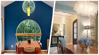 75 Vaulted Ceiling Dining Room With Blue Walls Design Ideas Youll Love 🪴 [upl. by Marrissa]