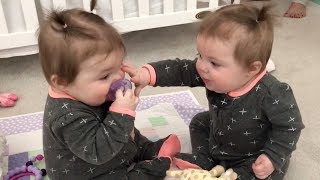 Kids Pretend Play with Baby Dolls feeding and night time routine video [upl. by Lenahc36]