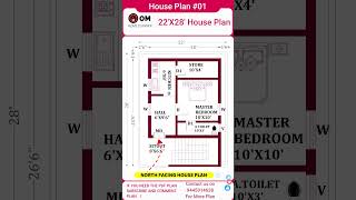 22’× 28’ house plan North Facing 1 BHK floorplan constructionhome building [upl. by Nonnag]