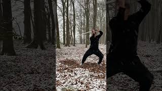 Katana Kata Training in the Snowy Forest [upl. by Enelehcim]