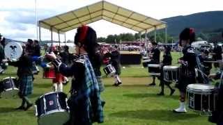 Pipe band at the Ballater Highland Games [upl. by Aisek]