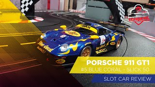 SLOT CAR UNBOXING amp REVIEW RS0103 RevoSlot Porsche 911 GT1 5 Blue Coral [upl. by Roee]