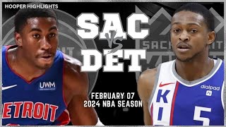 Sacramento Kings vs Detroit Pistons Full Game Highlights  Feb 7  2024 NBA Season [upl. by Sillig]