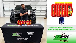 Schaeffers 0W20 Diesel Engine Oil Change Kit 20202024 GM 30L Duramax LM2 LZ0 [upl. by Claudell]