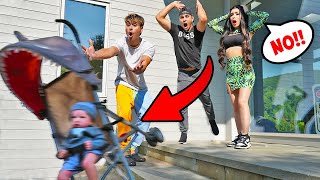 Stroller Roll Away Prank On Family [upl. by Neellok]