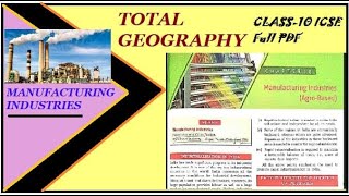 Manufacturing INDUSTRIES Total Geography CLASS10 ICSE Full Book PDF  PRANAV KUMAR [upl. by Ailhat]