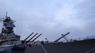 USS Iowa BB61 Turret 1 Firing Gun [upl. by Lesli]